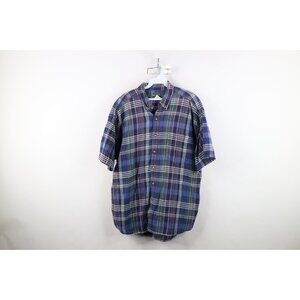 Vintage 90s Streetwear Mens XL Faded Cotton Weave Knit Button Down Shirt Plaid